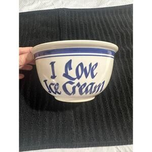 Clay Design I Love Ice Cream Bowl Ceramic Blue White
